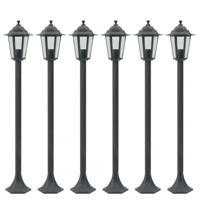 Lampe de jardin à piquet 6 pcs E27 110 cm Aluminium Vert foncé | Mobilier & Déco
