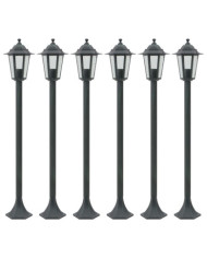 Lampe de jardin à piquet 6 pcs E27 110 cm Aluminium Vert foncé | Mobilier & Déco