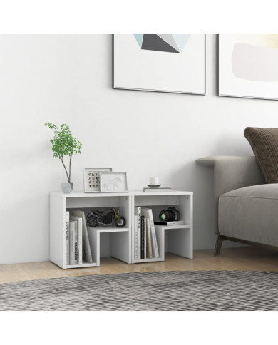 Tables de chevet 2 pcs blanc 40x30x40 cm bois d'ingénierie | Mobilier & Déco