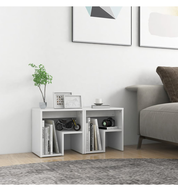 Tables de chevet 2 pcs blanc 40x30x40 cm bois d'ingénierie | Mobilier & Déco