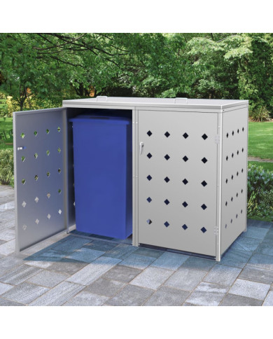 Abri de poubelle double sur roulettes 240 L Acier inoxydable | Mobilier & Déco