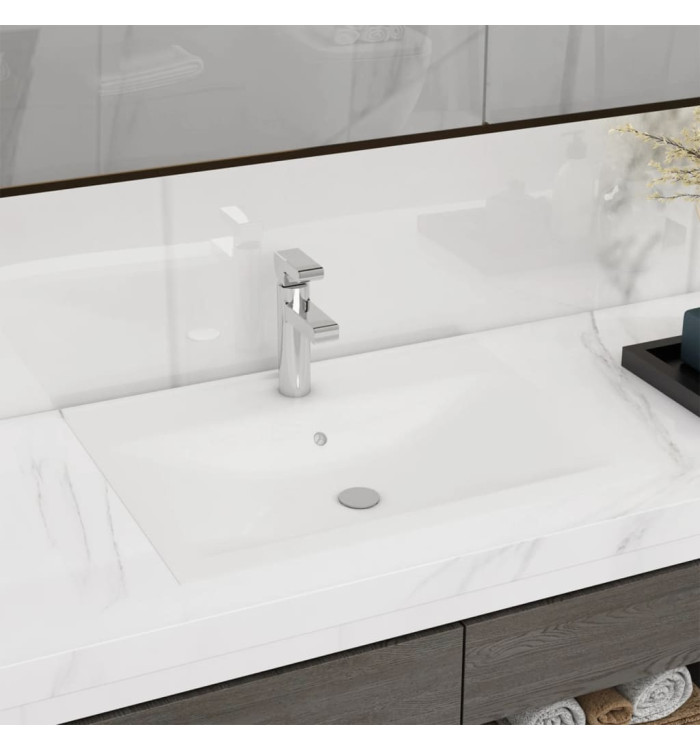 Lavabo avec trou de robinet Blanc mat 60x46 cm Céramique | Mobilier & Déco