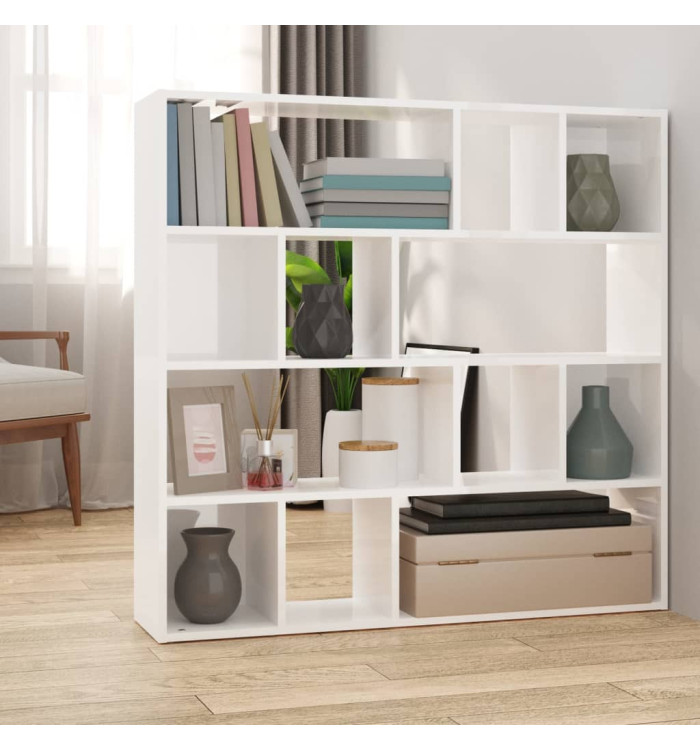 Bibliothèque/Séparateur de pièce Blanc brillant 105x24x102 cm | Mobilier & Déco