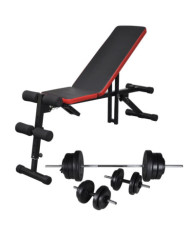 Banc d'entraînement réglable avec jeu d'haltères 60,5 kg | Mobilier & Déco