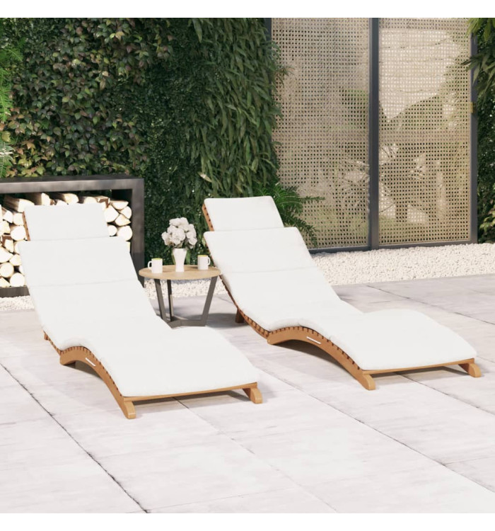 Chaises longues lot de 2 avec coussins Bois massif de teck | Mobilier & Déco