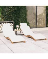 Chaises longues lot de 2 avec coussins Bois massif de teck | Mobilier & Déco