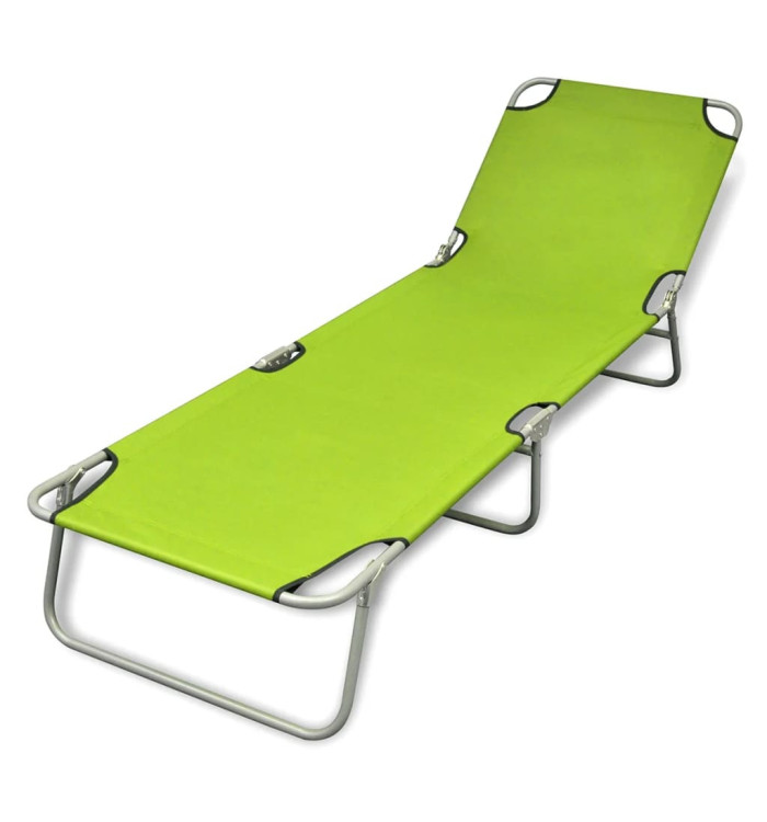 Chaise longue pliable acier enduit de poudre vert pomme | Mobilier & Déco