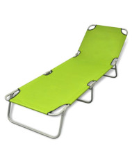 Chaise longue pliable acier enduit de poudre vert pomme | Mobilier & Déco
