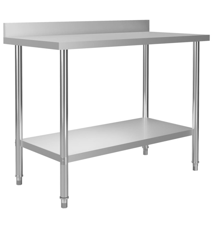 Table de travail de cuisine avec dosseret 120x60x93 cm Inox | Mobilier & Déco
