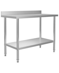Table de travail de cuisine avec dosseret 120x60x93 cm Inox | Mobilier & Déco