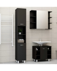 Ensemble de meubles de salle de bain 3 pcs Noir Bois ingénierie | Mobilier & Déco
