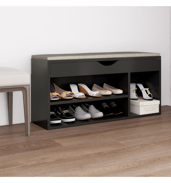 Banc à chaussures et coussin Gris 104x30x49cm Bois d'ingénierie | Mobilier & Déco