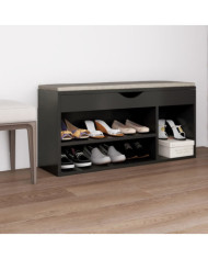 Banc à chaussures et coussin Gris 104x30x49cm Bois d'ingénierie | Mobilier & Déco