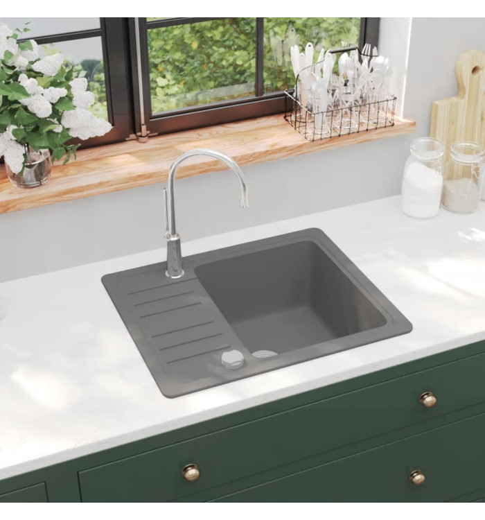 Évier de cuisine en granit Bac unique Gris | Mobilier & Déco