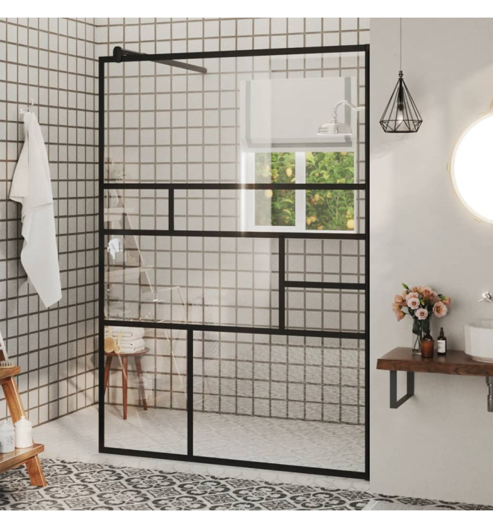 Paroi de douche à verre ESG transparent 115x195 cm Noir | Mobilier & Déco