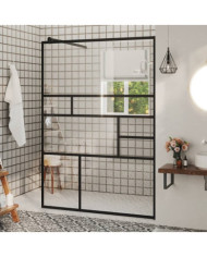 Paroi de douche à verre ESG transparent 115x195 cm Noir | Mobilier & Déco