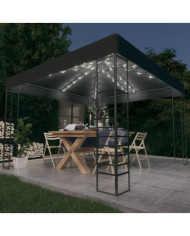 Chapiteau de jardin avec lumières LED 3x3 m Anthracite | Mobilier & Déco