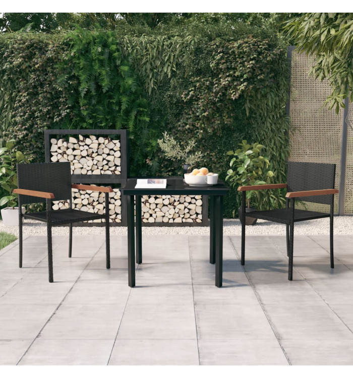 Ensemble à manger de jardin 3 pcs Noir | Mobilier & Déco