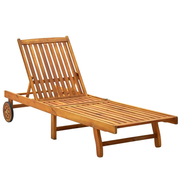Chaise longue bois d'acacia solide | Mobilier & Déco