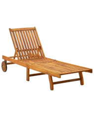 Chaise longue bois d'acacia solide | Mobilier & Déco