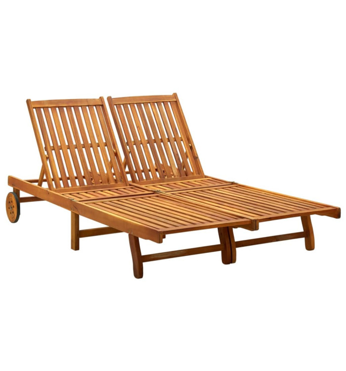 Chaise longue 2 places bois d'acacia massif | Mobilier & Déco