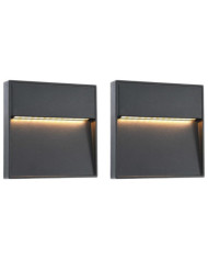 2 pcs Appliques murales LED d'extérieur 3 W Noir Carré | Mobilier & Déco