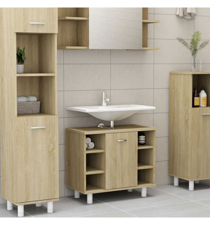 Armoire de salle de bain Chêne sonoma Bois d'ingénierie | Mobilier & Déco