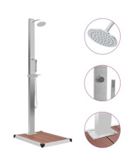 Douche d'extérieur avec receveur de douche WPC Acier inoxydable | Mobilier & Déco