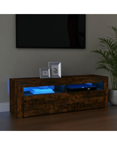 Meuble TV avec lumières LED Chêne fumé 120x35x40 cm | Mobilier & Déco