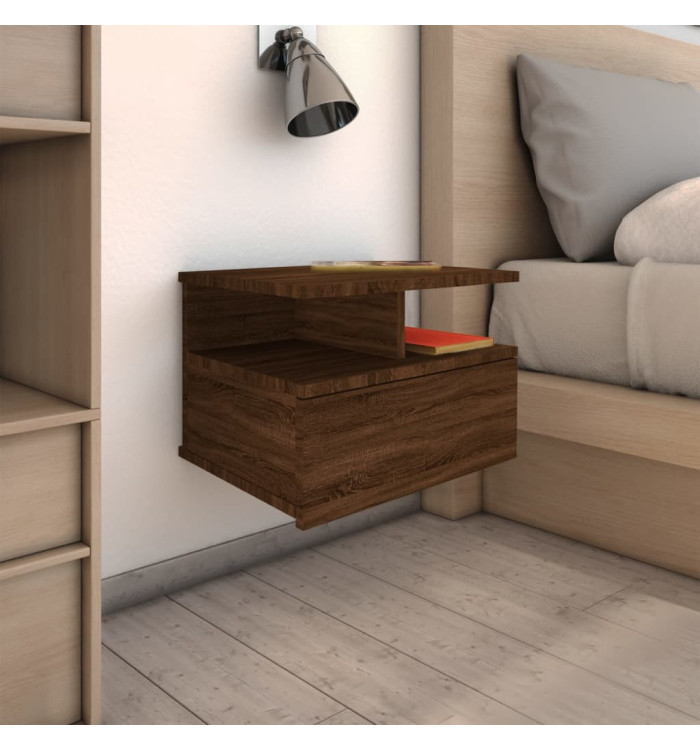 Table de chevet flottante Chêne marron Bois d’ingénierie | Mobilier & Déco