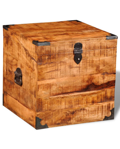 Coffre de rangement cubique Bois de manguier brut | Mobilier & Déco