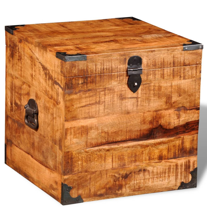 Coffre de rangement cubique Bois de manguier brut | Mobilier & Déco