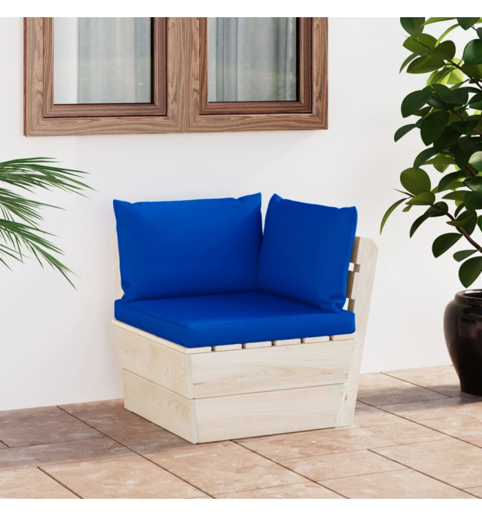 Canapé d'angle palette de jardin avec coussins Épicéa imprégné | Mobilier & Déco