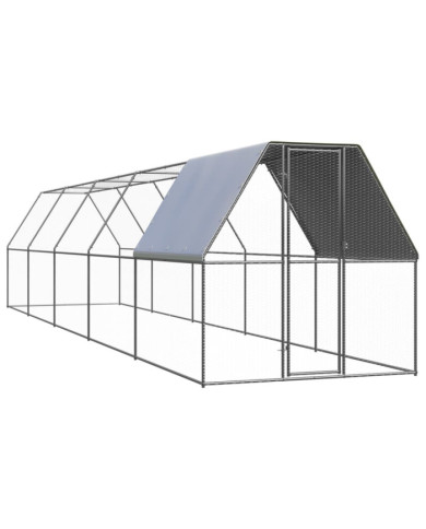 Poulailler d'extérieur 2x10x2 m Acier galvanisé | Mobilier & Déco