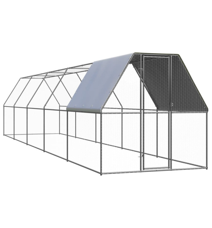 Poulailler d'extérieur 2x10x2 m Acier galvanisé | Mobilier & Déco