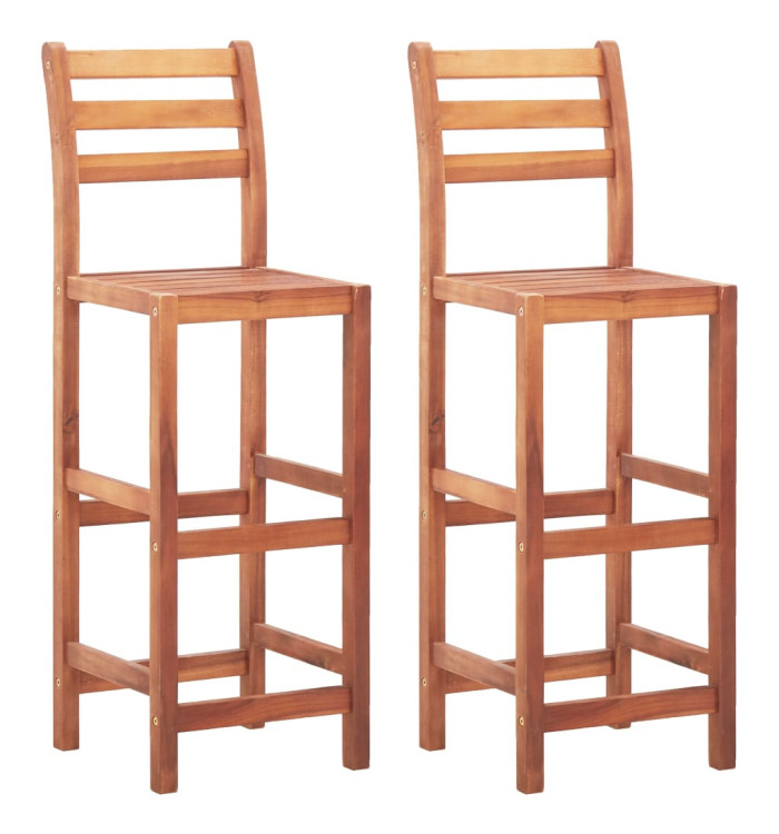 Chaises de bar lot de 2 bois d'acacia solide | Mobilier & Déco