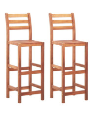 Chaises de bar lot de 2 bois d'acacia solide | Mobilier & Déco