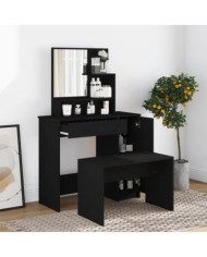 Coiffeuse avec miroir noir 86,5x35x136 cm | Mobilier & Déco