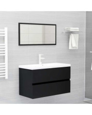Ensemble de meubles salle de bain 2 pcs noir bois d'ingénierie | Mobilier & Déco