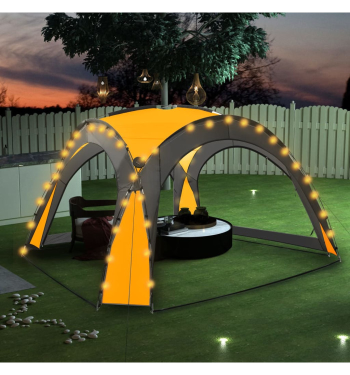 Tente de réception avec LED et 4 parois 3,6x3,6x2,3 m Jaune | Mobilier & Déco