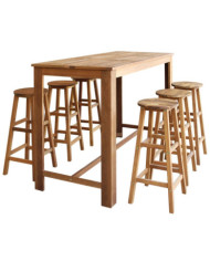 Table et tabourets de bar 7 pcs Bois d'acacia massif | Mobilier & Déco
