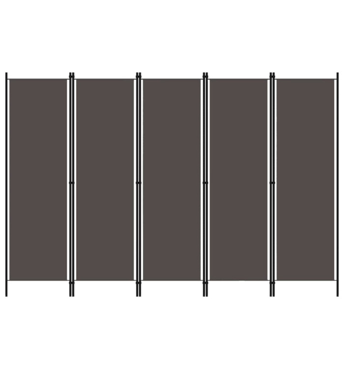 Cloison de séparation 5 panneaux Anthtracite 250x180 cm | Mobilier & Déco