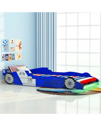 Lit voiture de course pour enfants avec LED 90 x 200 cm Bleu | Mobilier & Déco