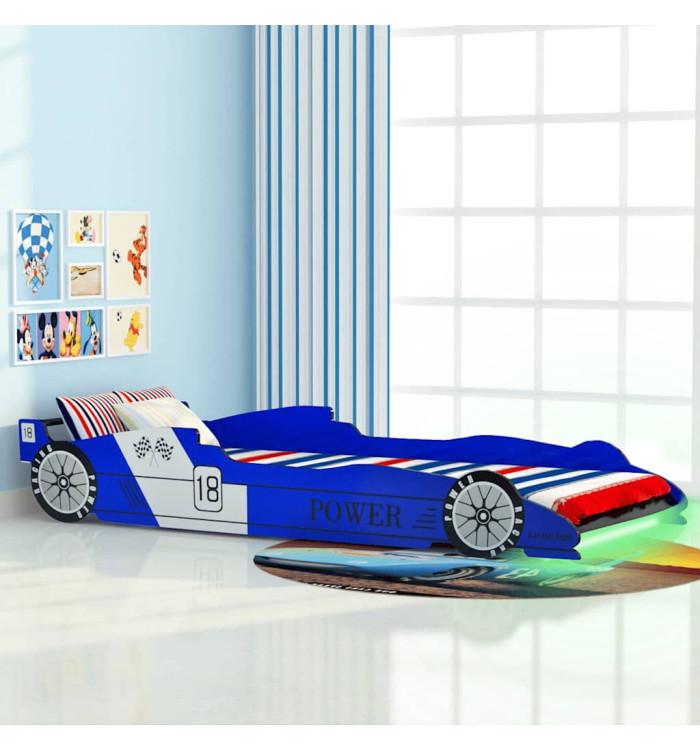 Lit voiture de course pour enfants avec LED 90 x 200 cm Bleu | Mobilier & Déco