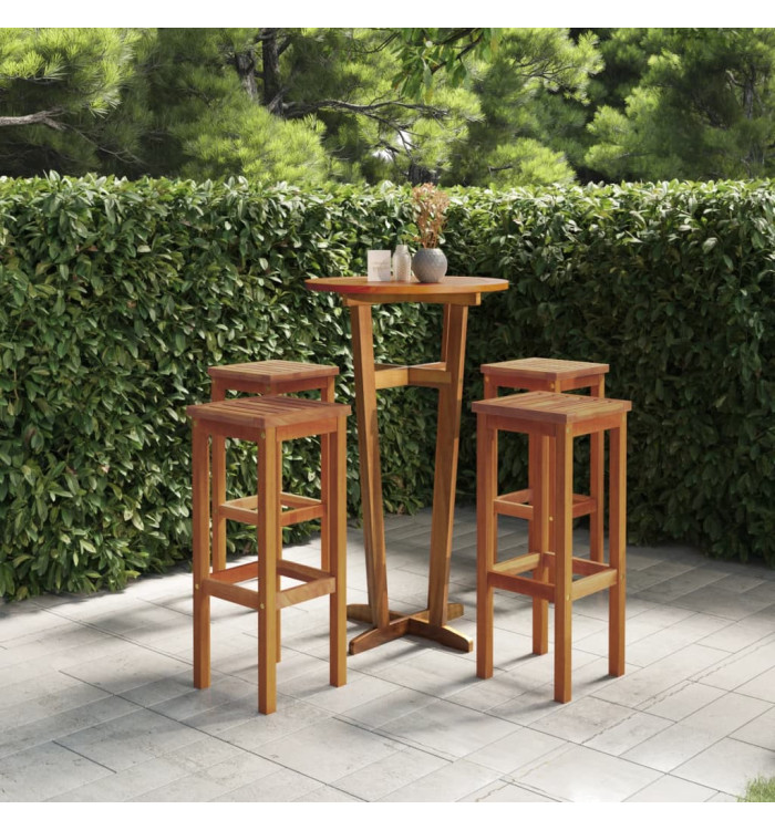 Tabourets de bar lot de 4 bois massif d'acacia | Mobilier & Déco