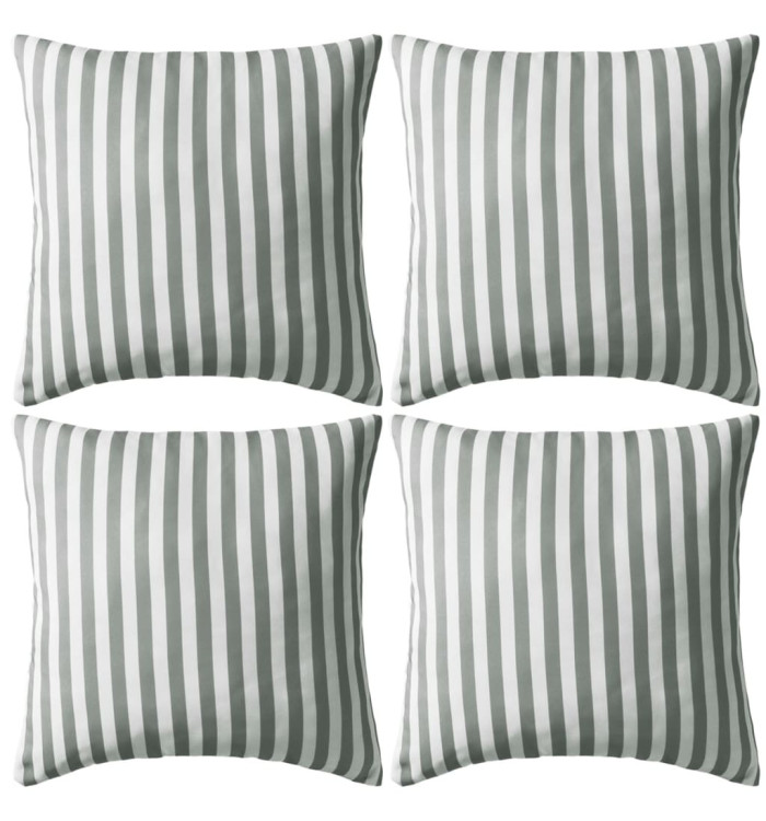 Oreiller d'extérieur lot de 4 Impression rayure 45 x 45 cm Gris | Mobilier & Déco