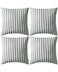Oreiller d'extérieur lot de 4 Impression rayure 45 x 45 cm Gris | Mobilier & Déco