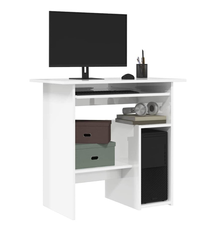 Bureau Blanc brillant 80x45x74 cm Bois d’ingénierie | Mobilier & Déco
