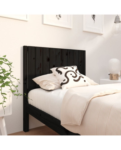 Tête de lit Noir 95,5x4x100 cm Bois massif de pin | Mobilier & Déco