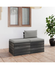 Salon palette de jardin 2 pcs avec coussins Bois de pin massif | Mobilier & Déco
